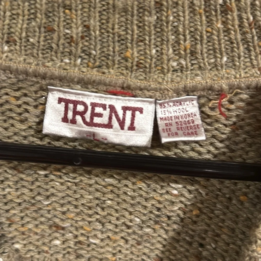Vintage Trent Wool and Acrylic Men's Gray Sweater with Stripes